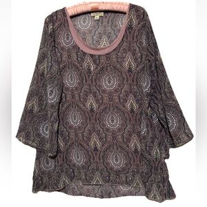 Oneworld Top L Whimsigoth Fairycore Y2K Silky Embellished Tunic Shirt Size Large